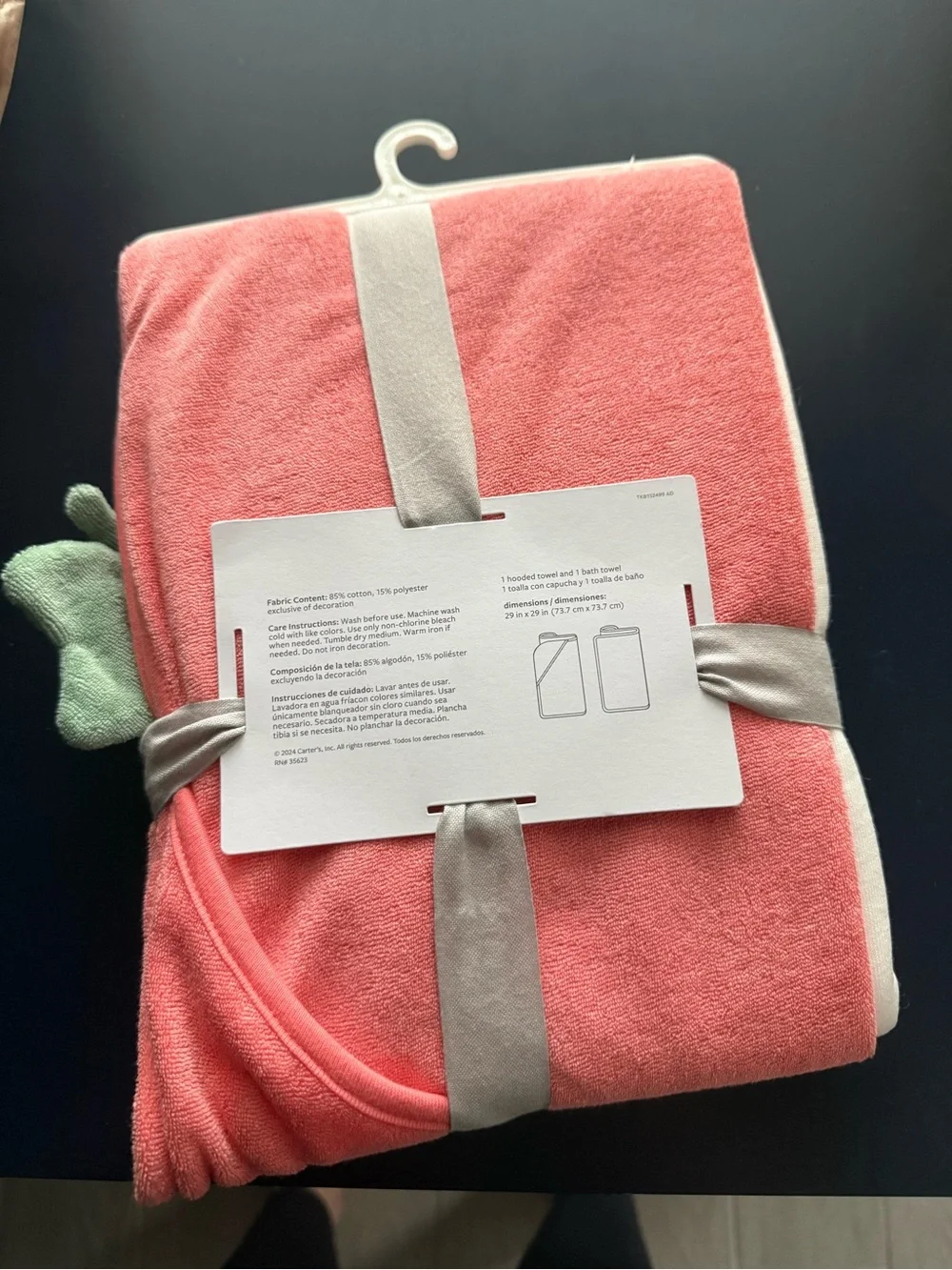 NWT Carter's Baby Hooded Towel Set with Strawberry Print